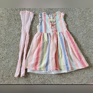 Girls Size 4t Dress And Pair Of Pink Tights